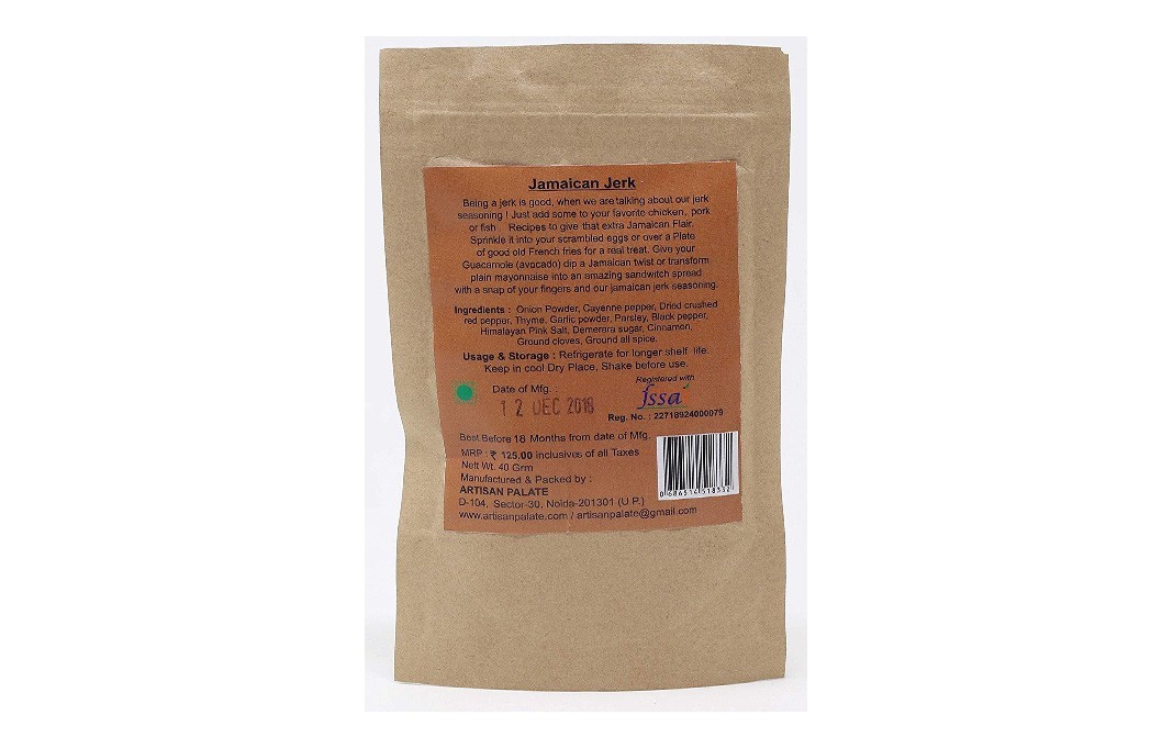 Artisan Palate All Nature Jamaican Jerk    Pack  40 grams